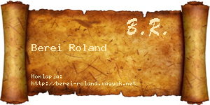 Berei Roland névjegykártya